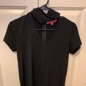 Mock Neck V Neck Top